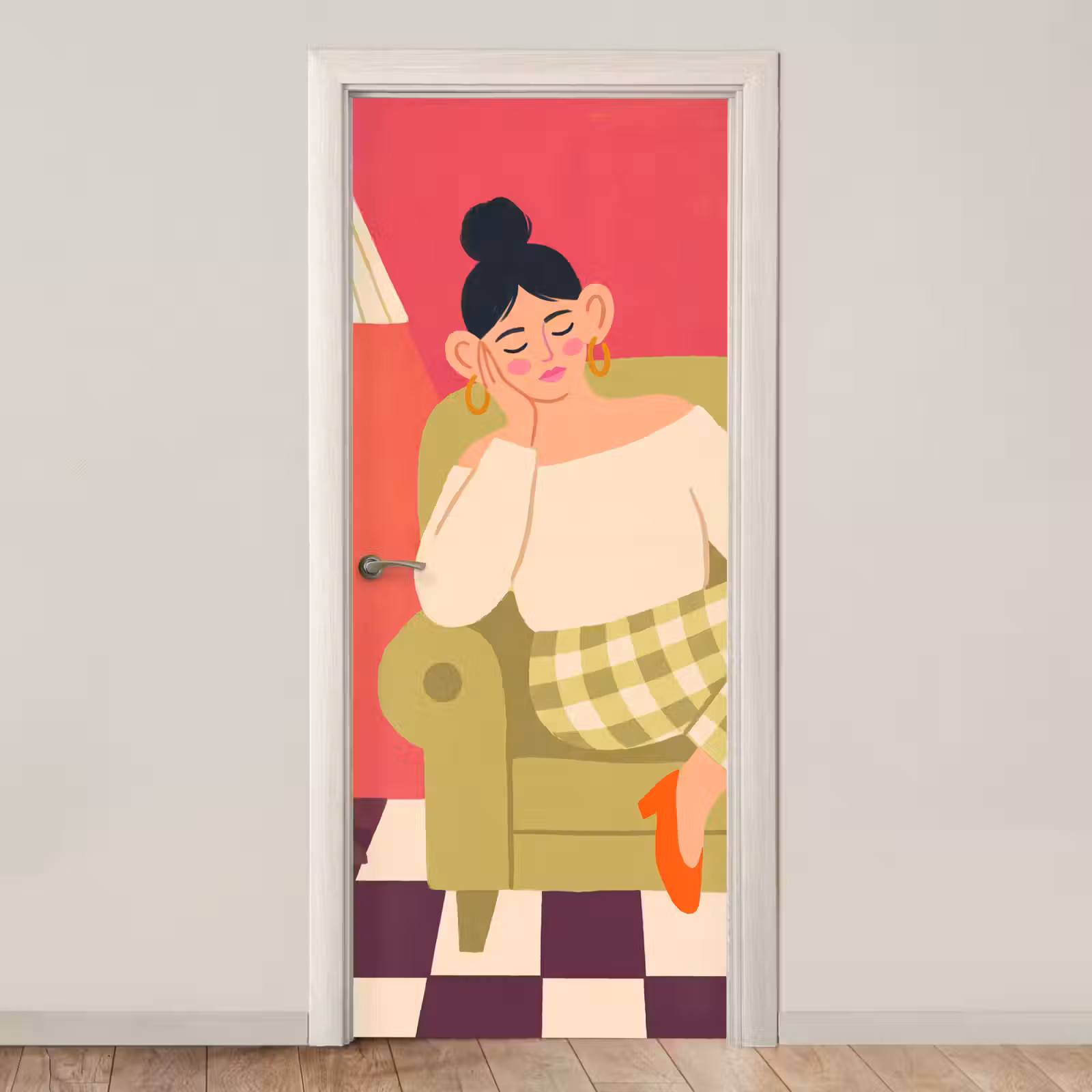 Deursticker - Vrouw - Rust - Interieur - Modern - Kunst — 1