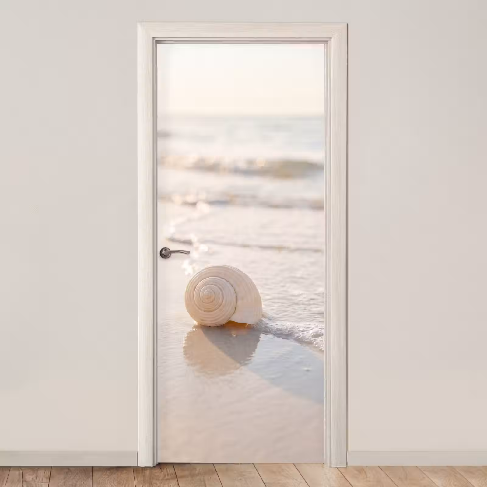 Deursticker - Zeeschelp - Strand - Zee - Natuur - Beige — 1