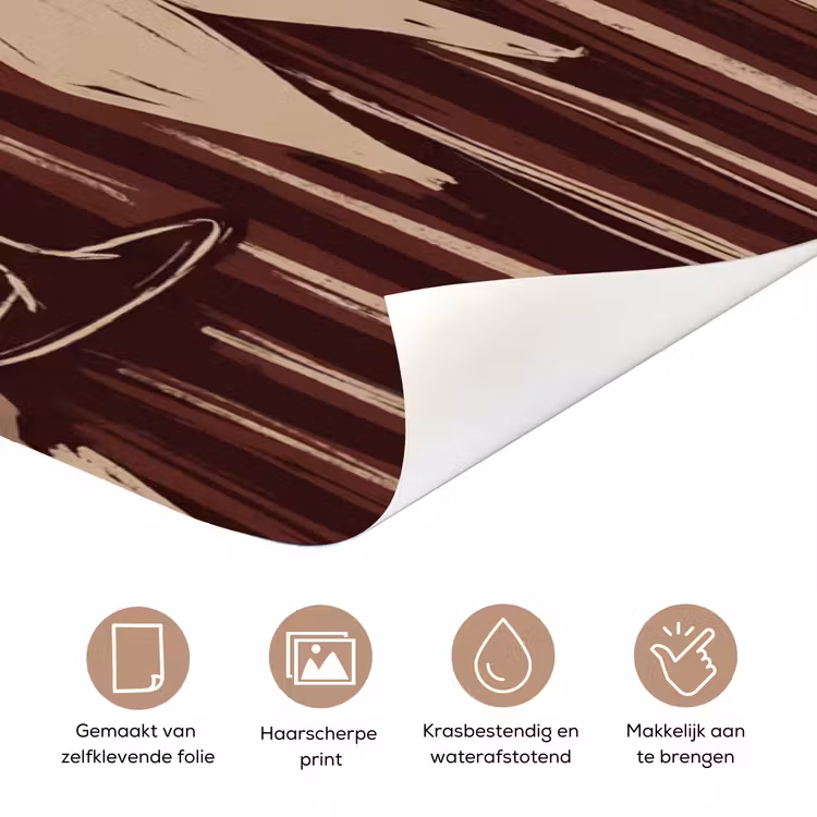 Deursticker - Mens - Hoed - Cocktail - Abstract - Bruin — 3
