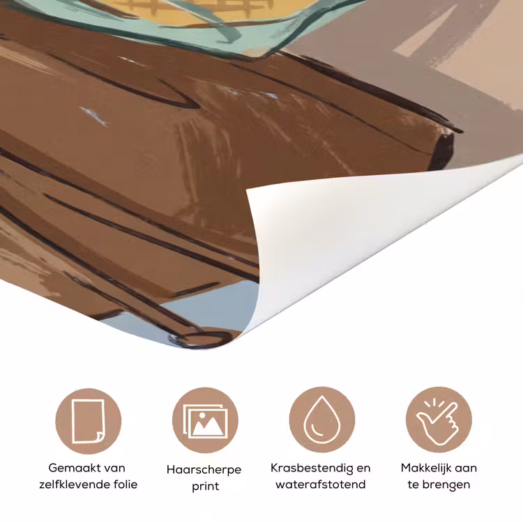 Deursticker - Mensen - Boodschappen - Stadsleven - Modern - Kleurrijk — 3
