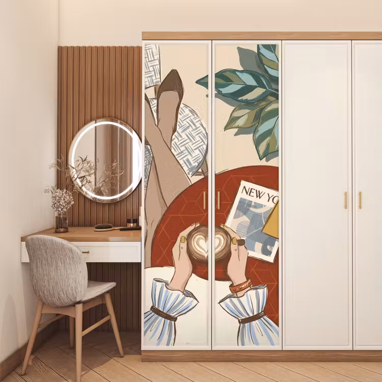Deursticker - Mensen - Cafe - Koffie - Stadsleven - Modern — 5
