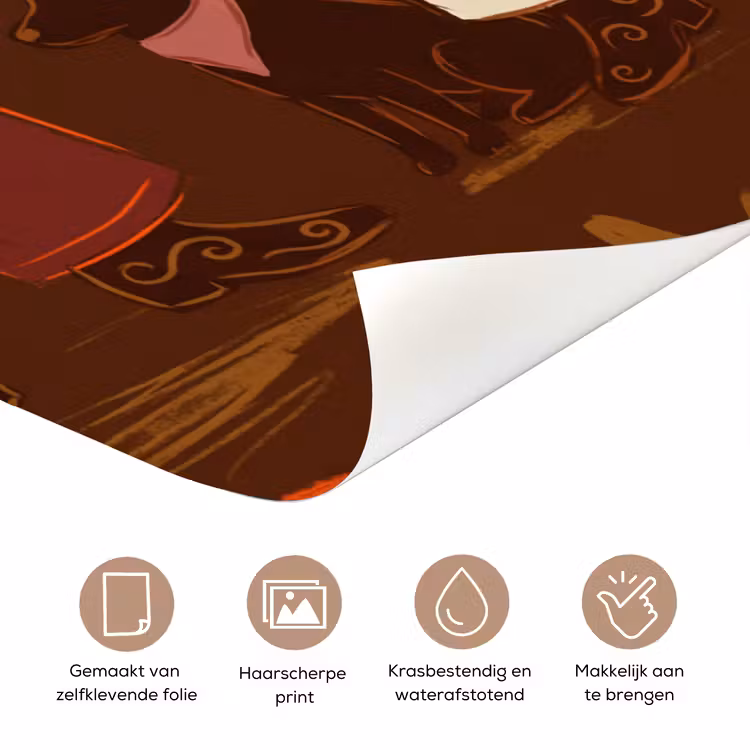 Deursticker - Mensen - Cowboykleding - Westerse stijl - Illustratie - Bruin — 3
