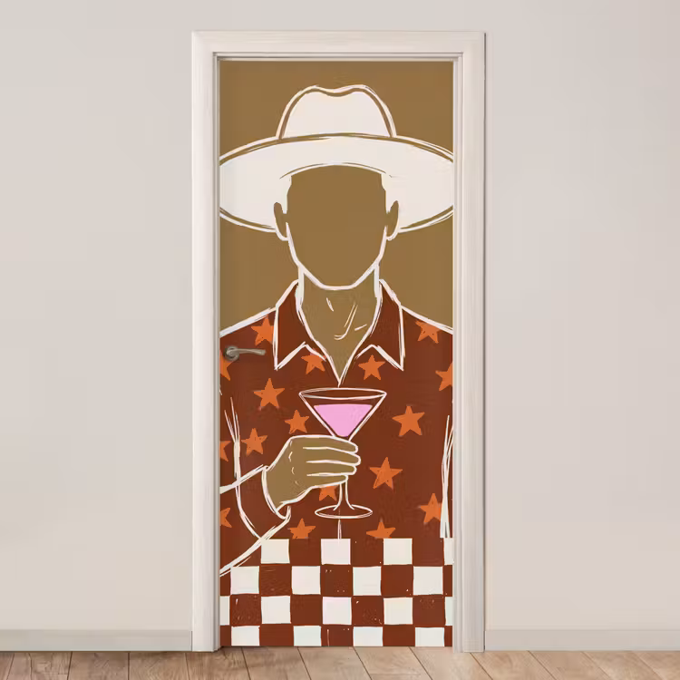 Deursticker - Mensen - Hoed - Cocktail - Abstract - Modern — 1