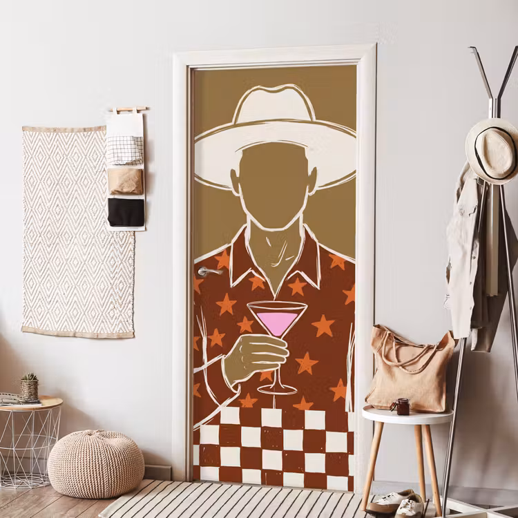 Deursticker - Mensen - Hoed - Cocktail - Abstract - Modern — 8