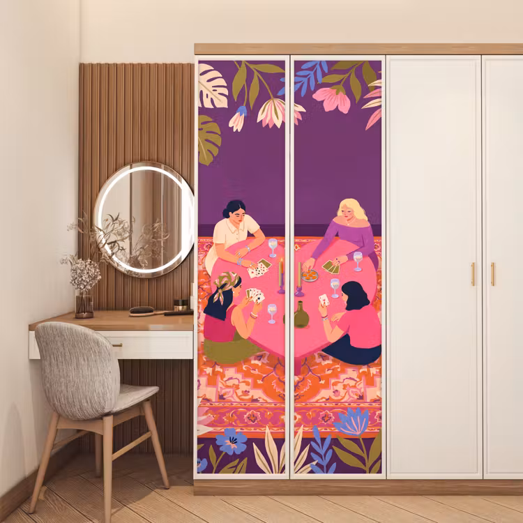 Deursticker - Mensen - Kaartspel - Interieur - Modern - Kleurrijk — 5