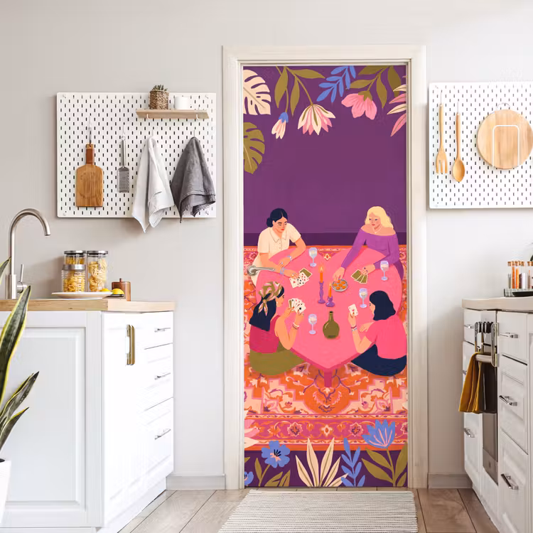 Deursticker - Mensen - Kaartspel - Interieur - Modern - Kleurrijk — 7