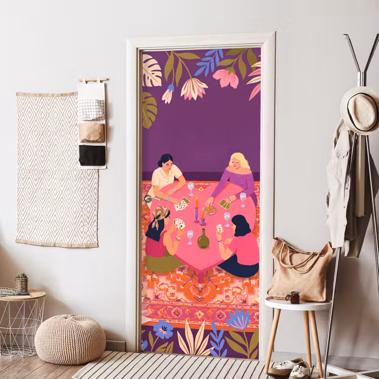 Deursticker - Mensen - Kaartspel - Interieur - Modern - Kleurrijk — 8