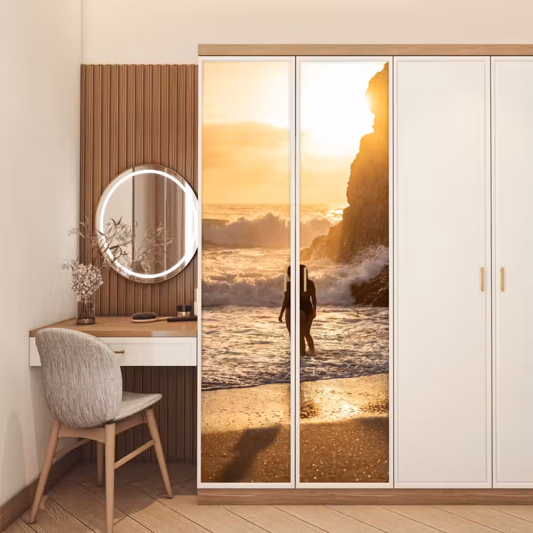 Deursticker - Mensen - Oceaan - Zonsondergang - Kust - Goud — 5