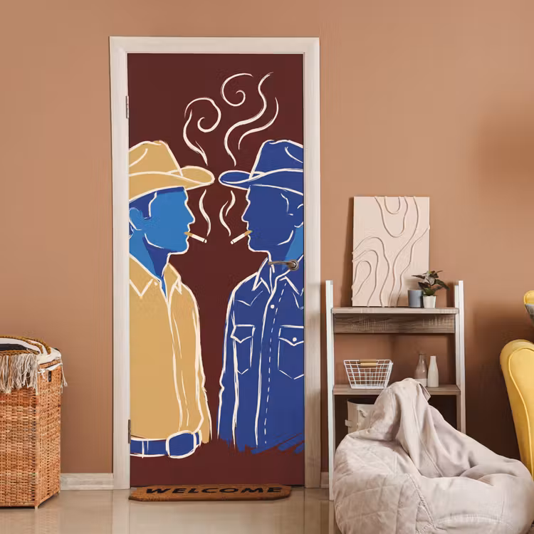 Deursticker - Mensen - Profiel - Sigaret - Abstract - Kunst — 2