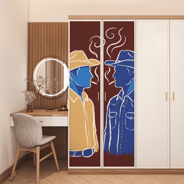 Deursticker - Mensen - Profiel - Sigaret - Abstract - Kunst — 5