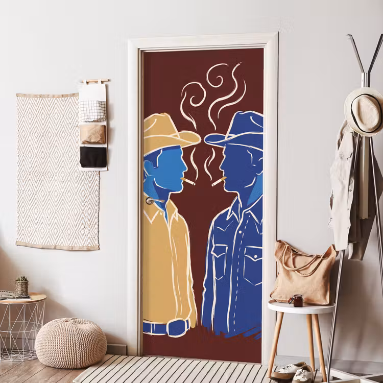 Deursticker - Mensen - Profiel - Sigaret - Abstract - Kunst — 8