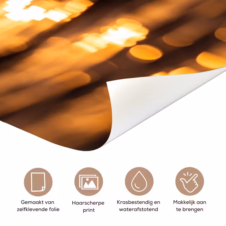 Deursticker - Persoon - Surfen - Zonsondergang - Zee - Oranje — 3