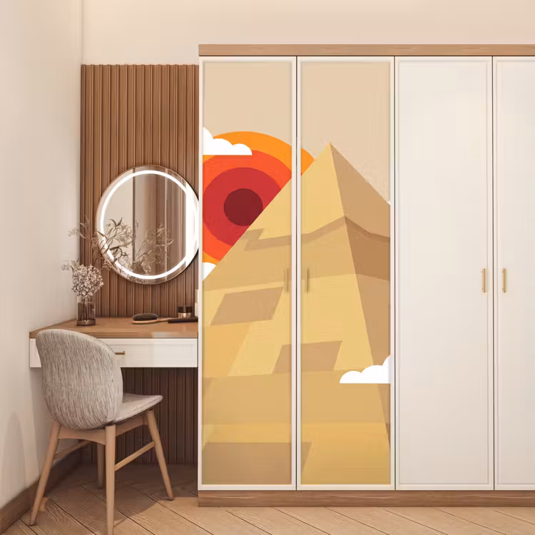 Deursticker - Piramide - Zon - Woestijn - Modern - Oranje — 5