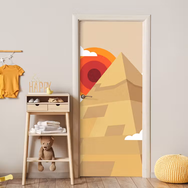 Deursticker - Piramide - Zon - Woestijn - Modern - Oranje — 6
