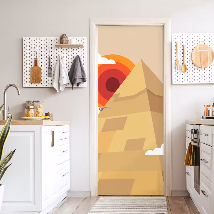 Deursticker - Piramide - Zon - Woestijn - Modern - Oranje — 7