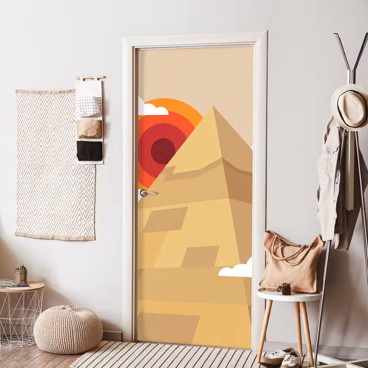 Deursticker - Piramide - Zon - Woestijn - Modern - Oranje — 8
