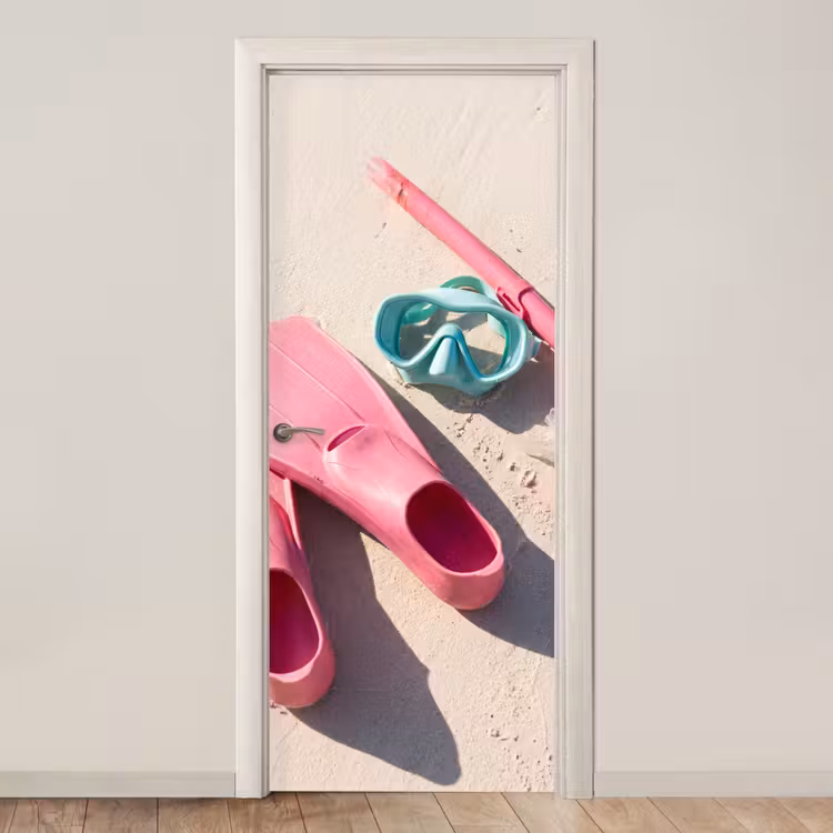 Deursticker - Snorkelset - Strand - Zomer - Roze — 1
