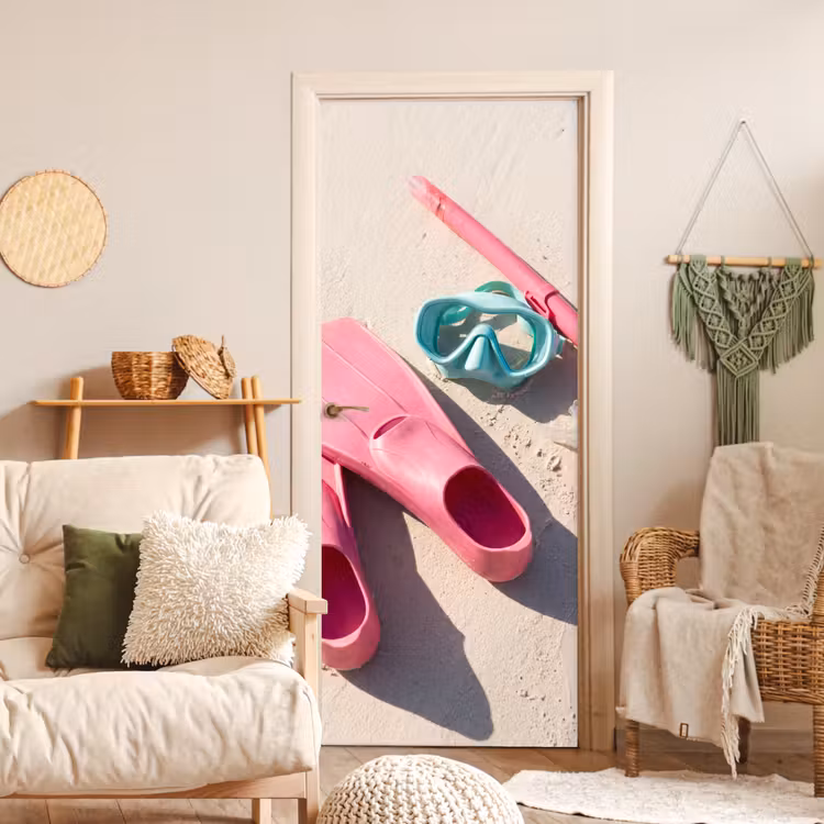 Deursticker - Snorkelset - Strand - Zomer - Roze — 4