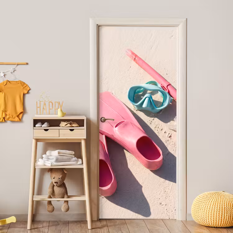 Deursticker - Snorkelset - Strand - Zomer - Roze — 6