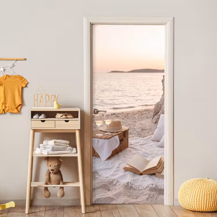 Deursticker - Strand - Picknick - Zonsondergang - Zomer - Natuur — 6