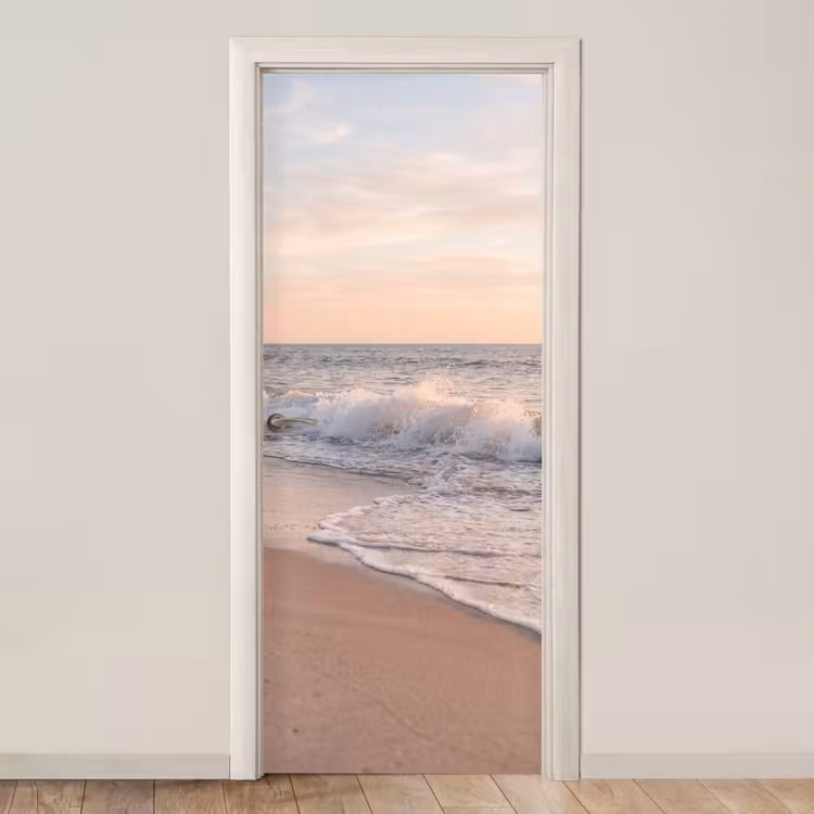 Deursticker - Strand - Zee - Golven - Natuur - Zonsondergang — 1
