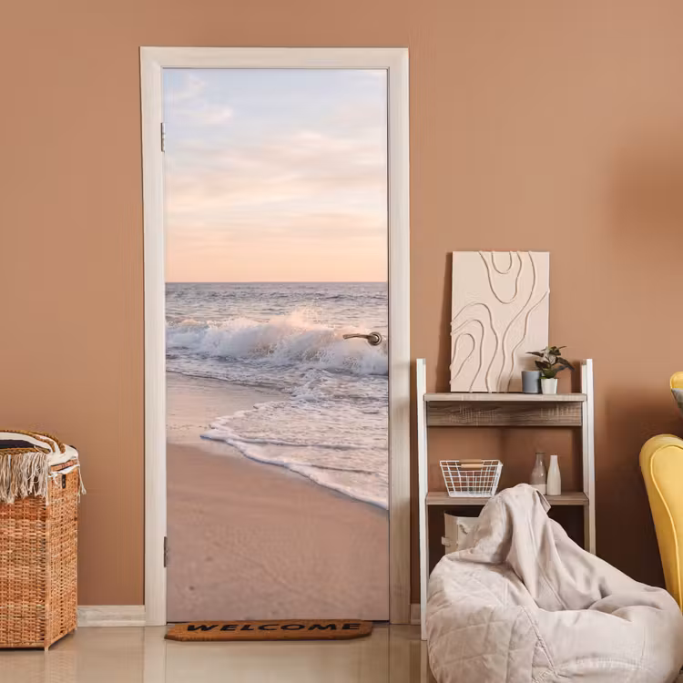 Deursticker - Strand - Zee - Golven - Natuur - Zonsondergang — 2