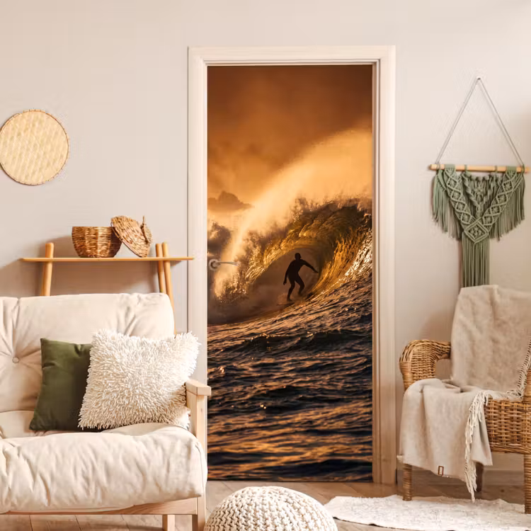 Deursticker - Surfer - Golf - Oceaan - Sport - Oranje — 4