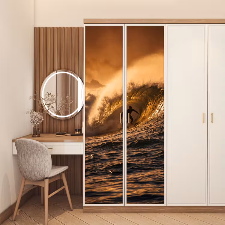 Deursticker - Surfer - Golf - Oceaan - Sport - Oranje — 5