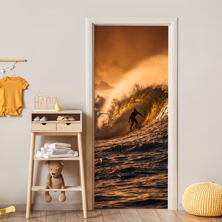Deursticker - Surfer - Golf - Oceaan - Sport - Oranje — 6