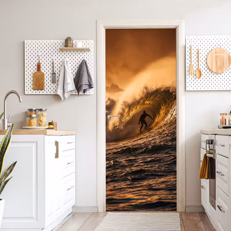 Deursticker - Surfer - Golf - Oceaan - Sport - Oranje — 7
