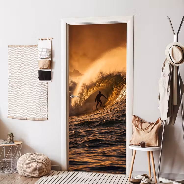 Deursticker - Surfer - Golf - Oceaan - Sport - Oranje — 8