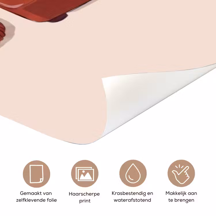 Deursticker - Telefoon - Hand - Vintage - Communicatie - Rood — 3