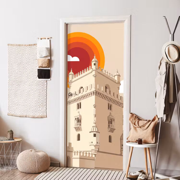 Deursticker - Toren - Rivier - Architectuur - Modern - Oranje — 8
