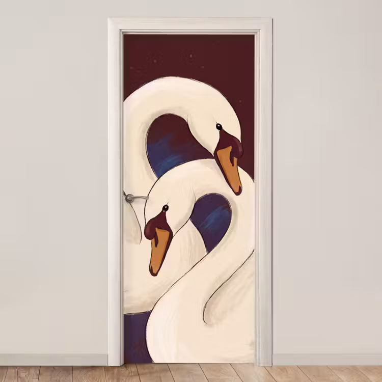 Deursticker - Vogel - Koppel - Liefde - Abstract - Wit — 1