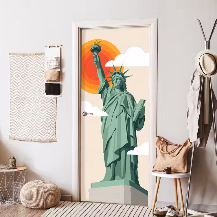 Deursticker - Vrijheidsbeeld - New York - Zon - Modern — 8