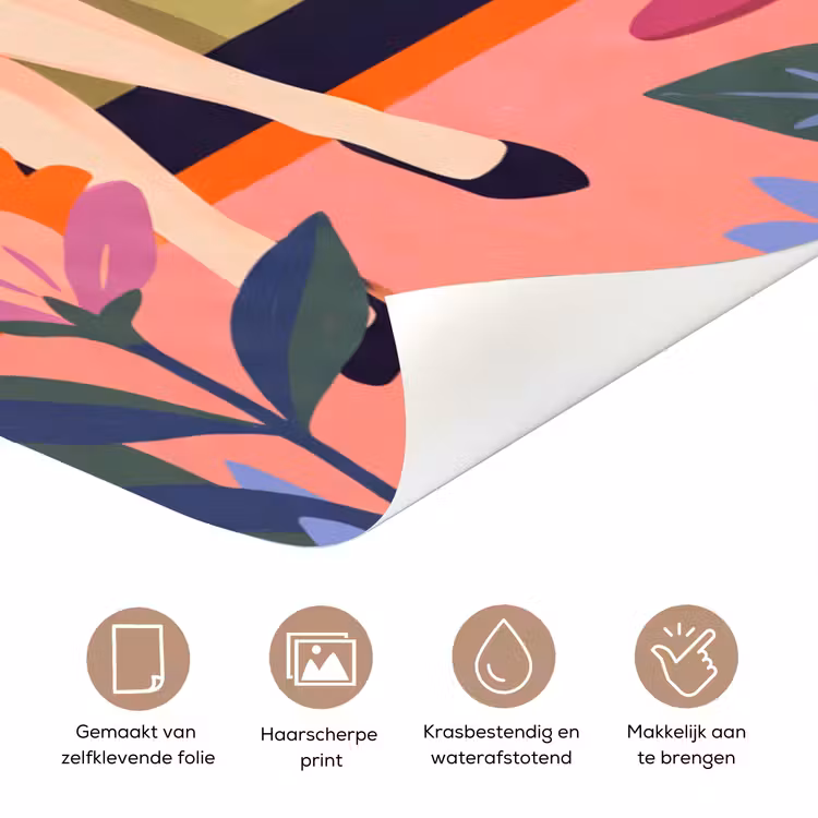 Deursticker - Vrouw - Kat - Interieur - Modern - Kleurrijk — 3