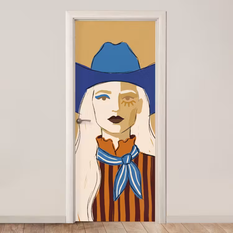 Deursticker - Vrouw - Portret - Abstract - Kleurrijk - Modern — 1