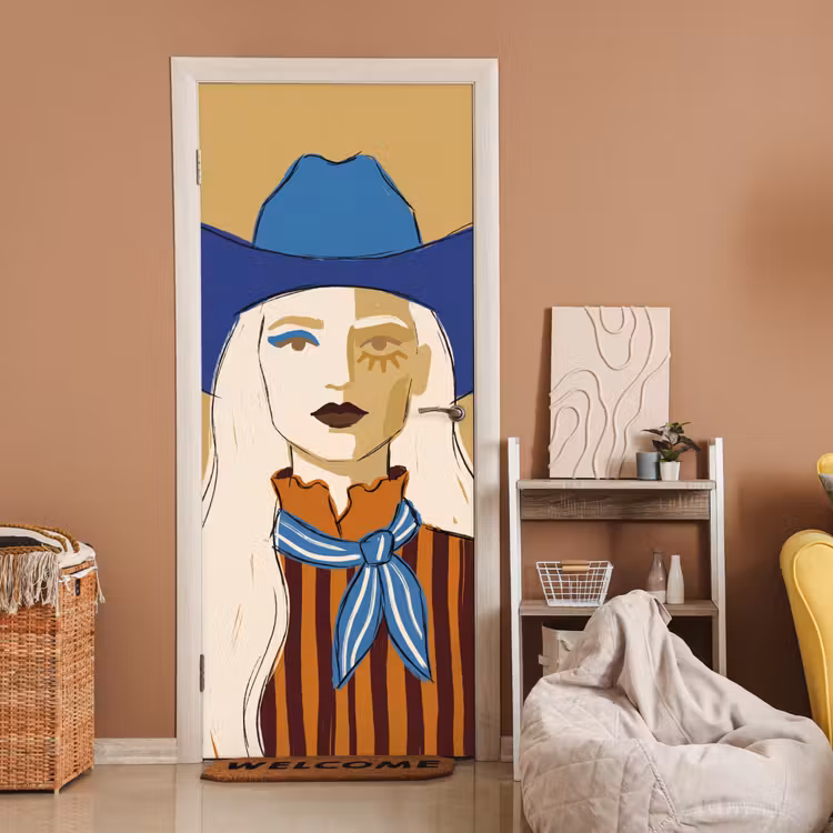 Deursticker - Vrouw - Portret - Abstract - Kleurrijk - Modern — 2