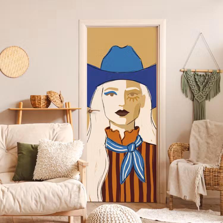 Deursticker - Vrouw - Portret - Abstract - Kleurrijk - Modern — 4