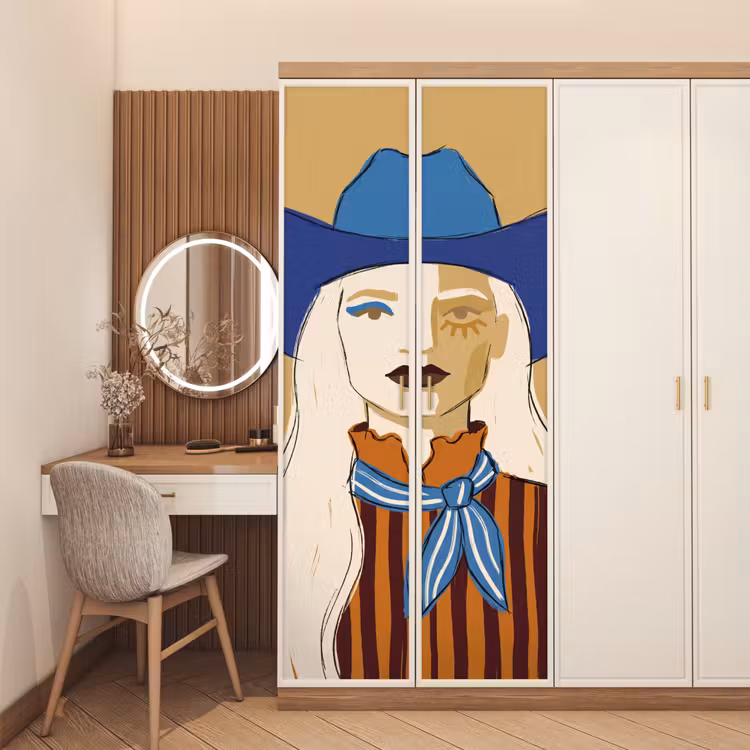 Deursticker - Vrouw - Portret - Abstract - Kleurrijk - Modern — 5