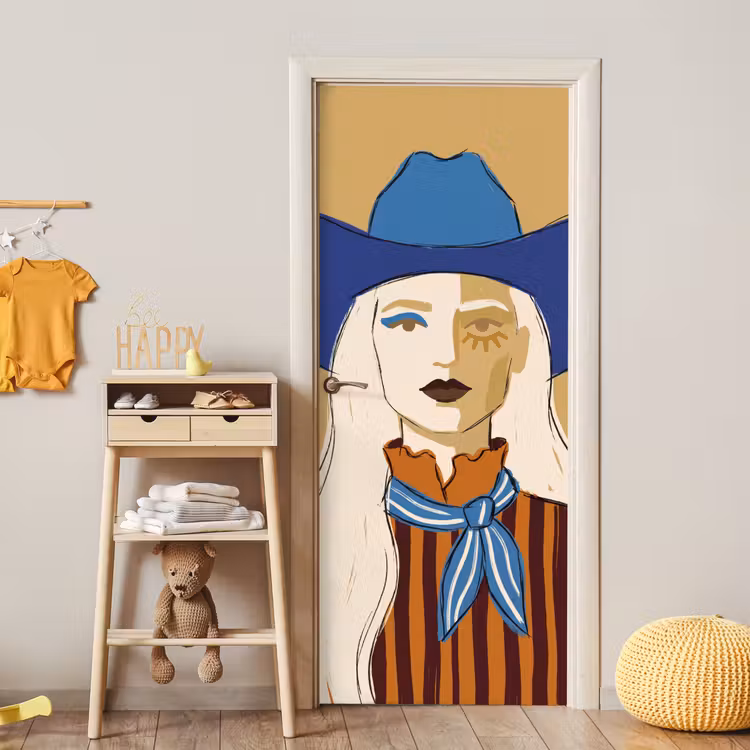 Deursticker - Vrouw - Portret - Abstract - Kleurrijk - Modern — 6