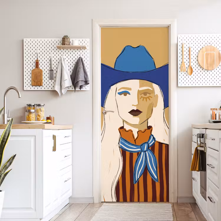 Deursticker - Vrouw - Portret - Abstract - Kleurrijk - Modern — 7