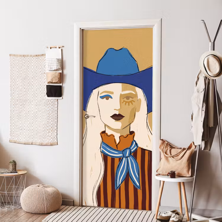 Deursticker - Vrouw - Portret - Abstract - Kleurrijk - Modern — 8