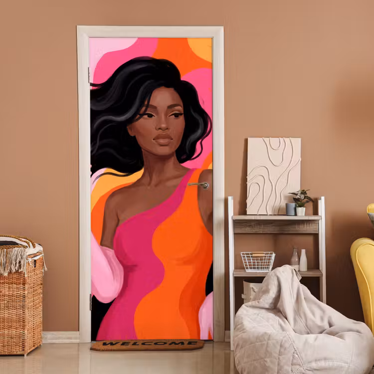 Deursticker - Vrouw - Portret - Kleurrijk - Modern - Kunst — 2
