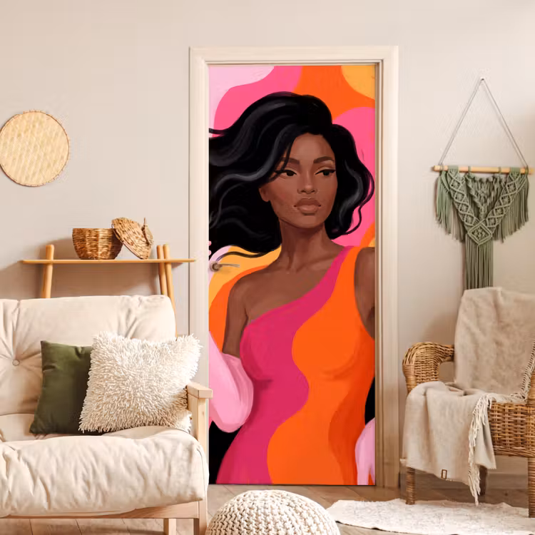 Deursticker - Vrouw - Portret - Kleurrijk - Modern - Kunst — 4