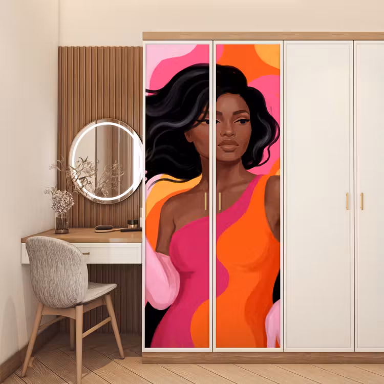 Deursticker - Vrouw - Portret - Kleurrijk - Modern - Kunst — 5