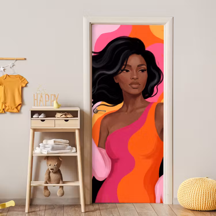 Deursticker - Vrouw - Portret - Kleurrijk - Modern - Kunst — 6