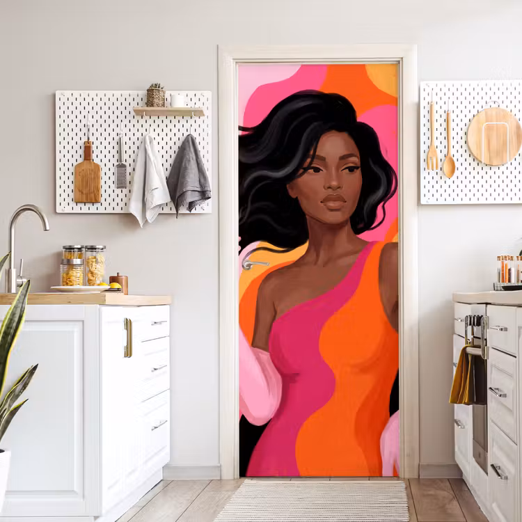 Deursticker - Vrouw - Portret - Kleurrijk - Modern - Kunst — 7