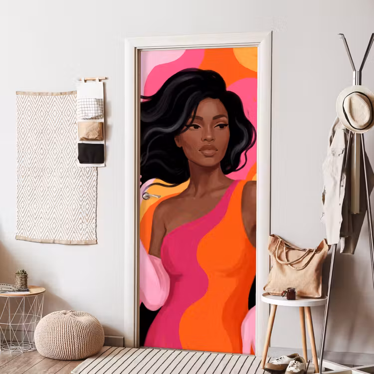 Deursticker - Vrouw - Portret - Kleurrijk - Modern - Kunst — 8