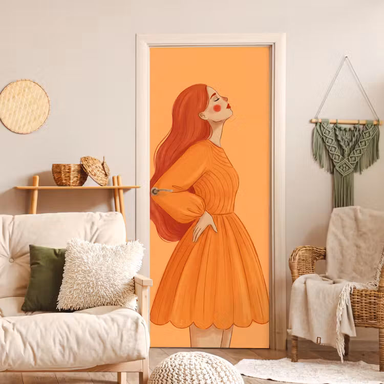 Deursticker - Vrouw - Profiel - Mensen - Modern - Oranje — 4